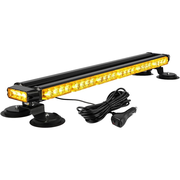 HRT 29.5" 54 LED Strobe Light Bar, Double Side Flashing, Magnetic Base, Amber for Safety Construction Tow Trucks