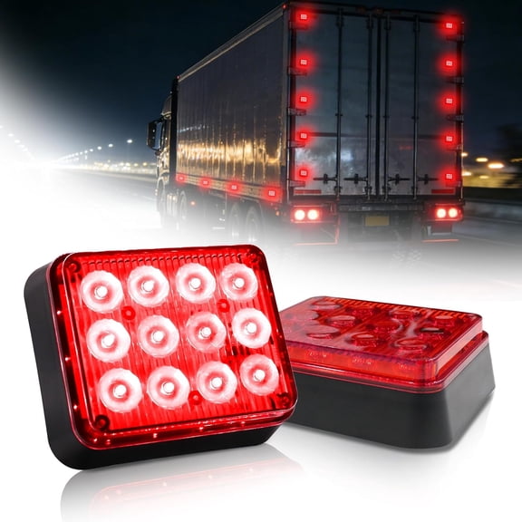 HRT 2PCS Magnetic Red Strobe Lights, Rechargeable Battery Powered Emergency Flashing Hazard Lights for Trucks Cars