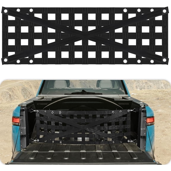 HRT 54"x17.7" Tailgate Cargo Net with Adjustable Buckle Straps - for Truck Bed, Pickup, Jeep, Chevrolet, Ford, Black