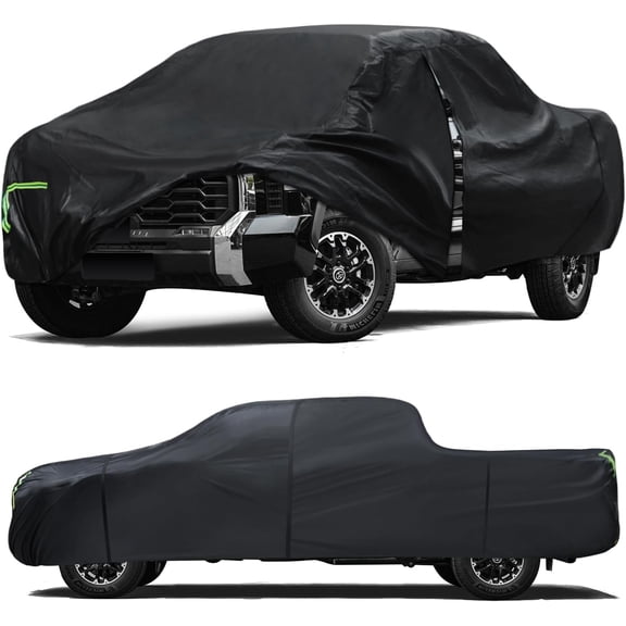 HRT 6-Layer Waterproof Custom Fit Car Cover for Toyota Tundra 2007-2024 (Up to 233.6", 5.5' Bed) - All Weather Truck Cover, Black