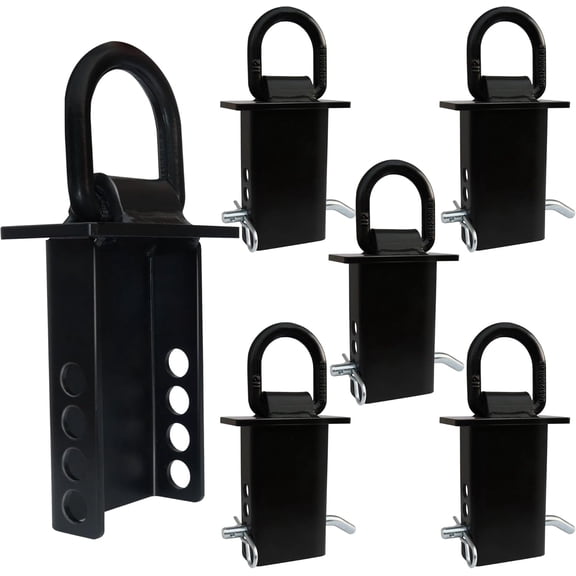 HRT 6-Piece Trailer Stake Pocket D-Ring Tie Downs - 16,200 lbs Capacity, Fits Standard 2" x 4" Pockets on Flatbed Trucks & Trailers