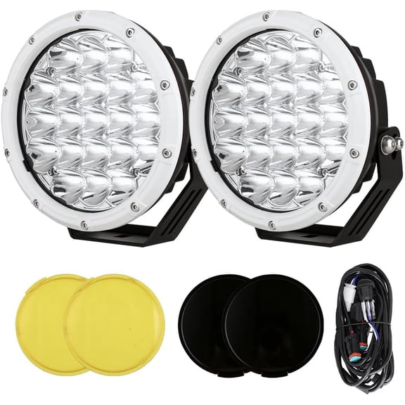 HRT 7 Inch Driving Lights Spotlights, 210W 32000LM Round LED Spot Flood, Amber Fog Headlights 12V 24V for Pickup Trucks ATV UTV Boat