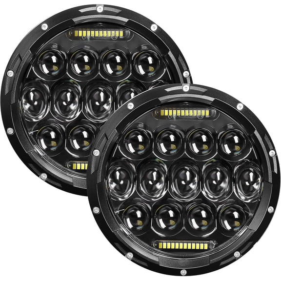 HRT 7 Inch LED Headlight Round H6024, DOT Approved Hi/Lo Beam DRL, Black, Compatible with Jeep Wrangler JK TJ LJ CJ Chevy Ford Mazda Miata