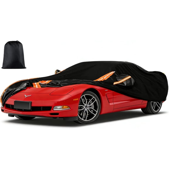 HRT 8-Layer Custom Fit Car Cover for Chevrolet Corvette C4/C5 Coupe/Convertible/Targa 1980-2004 - Outdoor Full Protection with Door Zipper