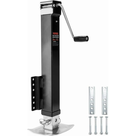 HRT 8000lb Heavy Duty Trailer Jack, 30" Lift, Swivel Bolt-On with Adjustable Drop Leg
