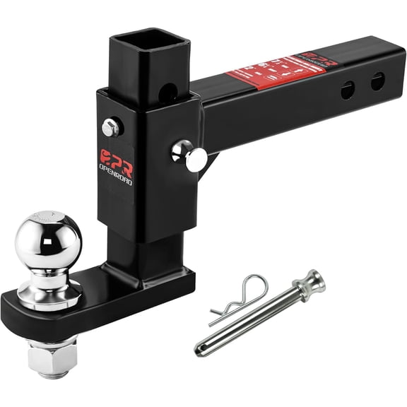 HRT Adjustable Ball Mount, Fits 2" Receiver, 2" Ball, 6.875" Drop/5.5" Rise, 7,500 lbs