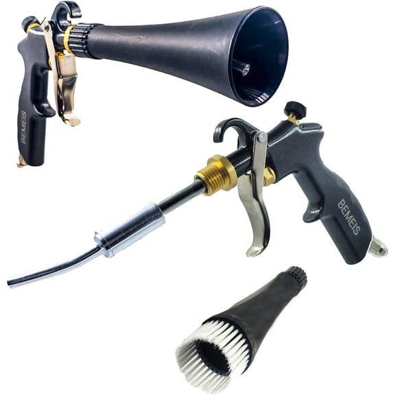 HRT Air Blow Gun with Brass Adjustable Air Flow Nozzle, Cleaning Gun Quickly Blasts Dirt and Dust, Works with Air Compressor, Upgrade Aluminum Rotate Tube, Black