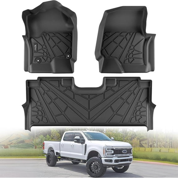 HRT All-Weather TPE Floor Mats for 2017-2026 Ford SuperDuty F250/F350/F450 Crew Cab