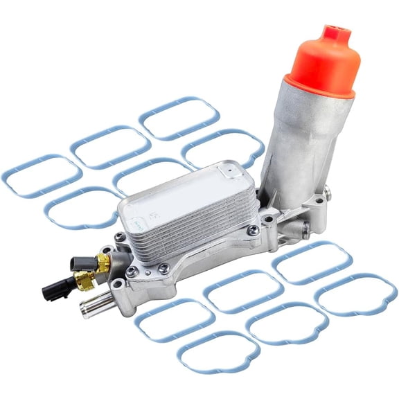 HRT Aluminum Engine Oil Cooler & Filter Housing for 3.6L V6 2017-2018 Chrysler/Jeep/Dodge/Ram, Replaces OE# 68310865AB/AA
