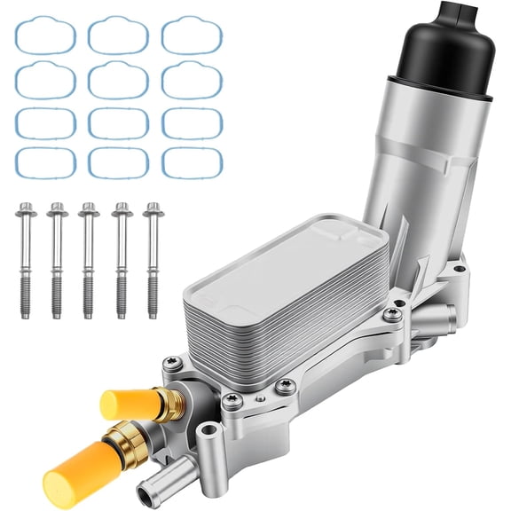 HRT Aluminum Oil Filter Housing & Cooler, Compatible with 3.6L 2011-2023 Dodge/Jeep/Chrysler/Ram Vehicles (Charger, Wrangler, etc.), Replaces 926-876 / 926-959