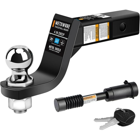 HRT Ball Mount with 2" Ball, Fits 2" Receiver, 4" Drop, 7,500 lbs, Hollow Shank