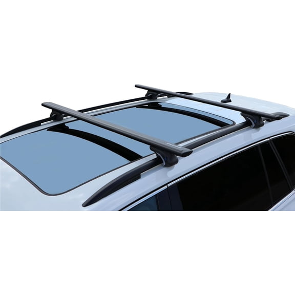 HRT All Black Heavy Duty 220 lb Wing Shaped 54" Universal Crossbars Roof Racks Compatible with Raised Roof Side Rails for Kayak, Luggage, Ski, Bike Carrier, Set of 2