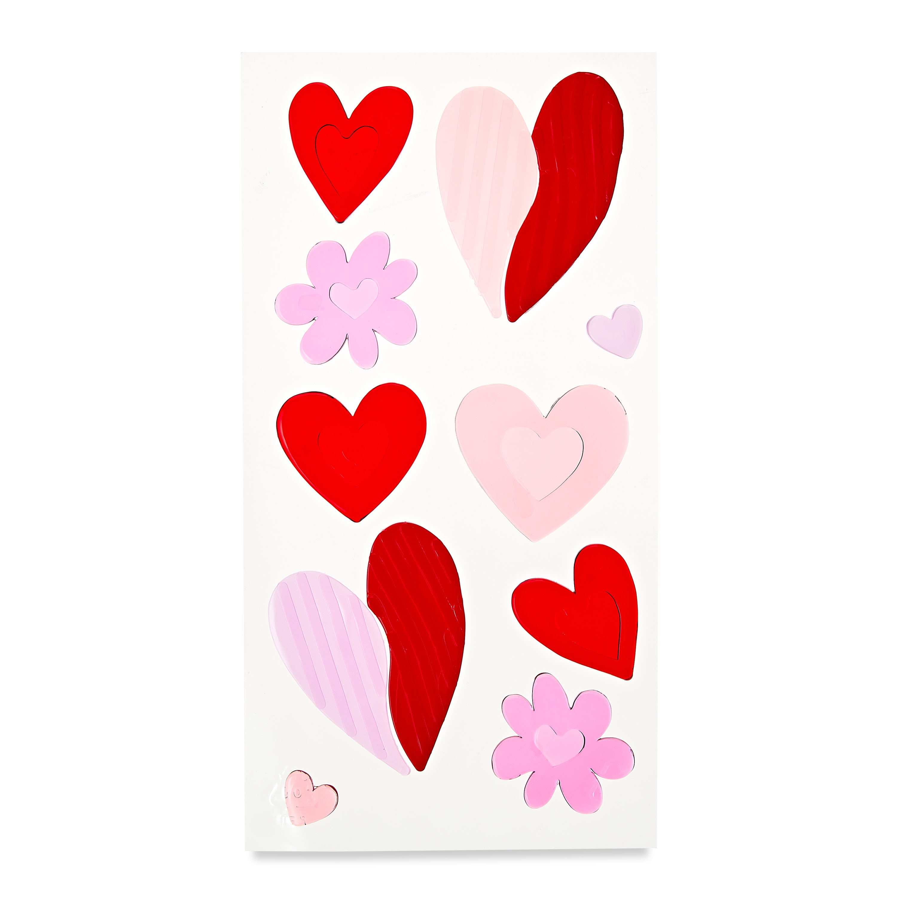 Valentine's Day Pink \u0026 Red Heart \u0026 Flower Gel Clings, 12 in, by Way To Celebrate