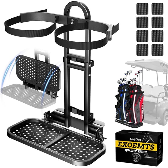 HRT Foldable Golf Cart Rear Seat Bag Holder, No-Drill for 4-Seater EZGO Club Car Yamaha