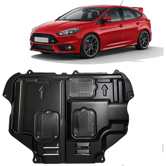 HRT Front Engine Splash Shield for Ford Focus ST/RS & C-Max 2013-2018 - Under Engine Cover Mud Flaps, Direct OEM Replacement