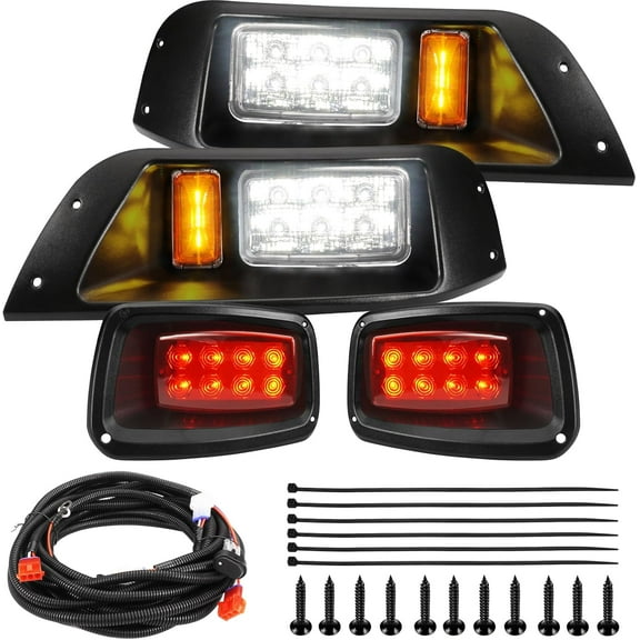 HRT LED Headlight and Tail Light Kit for EZGO TXT 1996-2013, 12V Street Legal