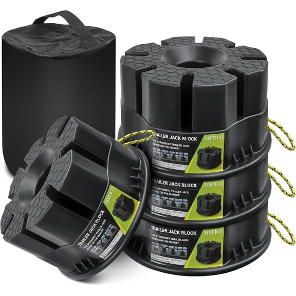 HRT RV Leveling Blocks, 4-Pack with Storage Bag, 20,000 lb Capacity for Wheels & Jacks