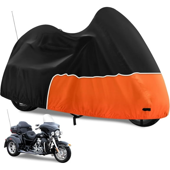 HRT Trike Cover, Waterproof 3 Wheel Motorcycle Cover, Black & Orange