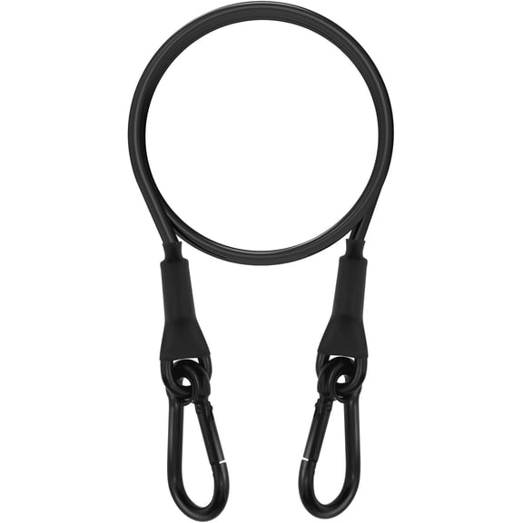 HRTGFD-1-Pack Loop End Braided Stainless Steel Cable Heavy Duty Security Wire Ropes with Carabiner Hook Locks for Yard Light, Home Decoration, Transport, 4mm Thickness 24 Inch Length PVC Coated
