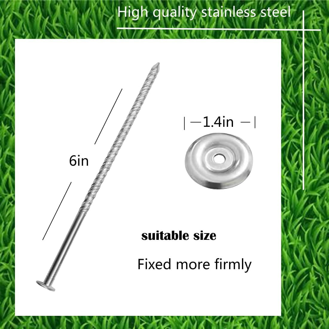 HRTGFD-10 Count Outdoor Rv Rug Stakes, Stainless Steel Spira Patio Mats Stakes, Used for Fixing Rugs, Tents, Tarps, and RV MatsRv Camping Accessories for Outside,Camper Must Haves