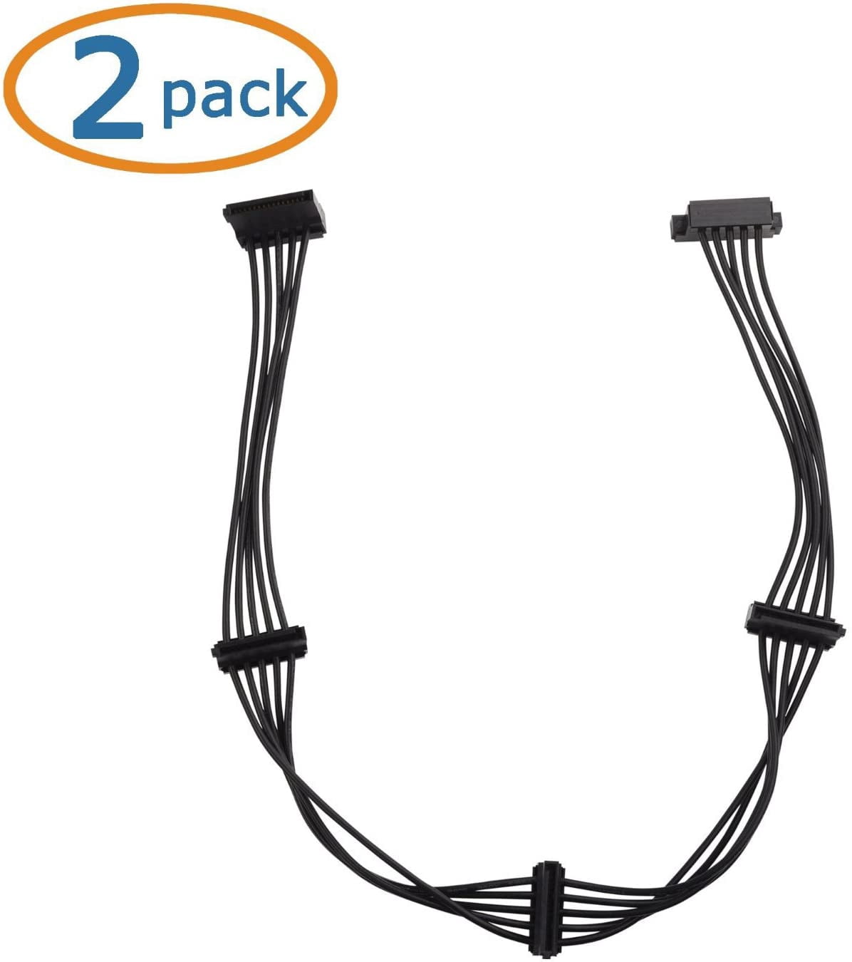 HRTGFD-2-Pack 15 Pin SATA to 4 SATA Power Splitter Cable - 18 Inches