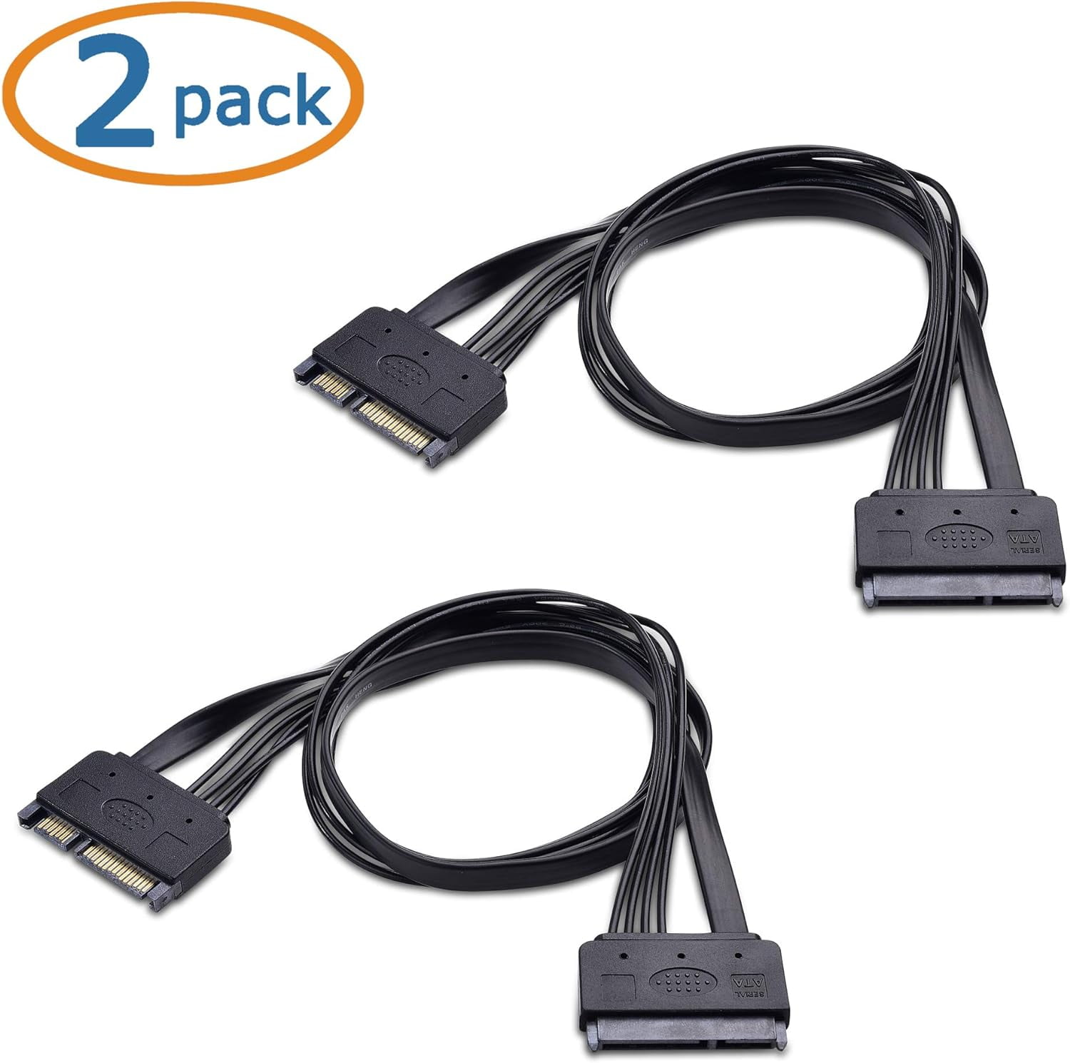 HRTGFD-2-Pack 22-Pin Power and Data SATA Extension Cable - 20 Inches