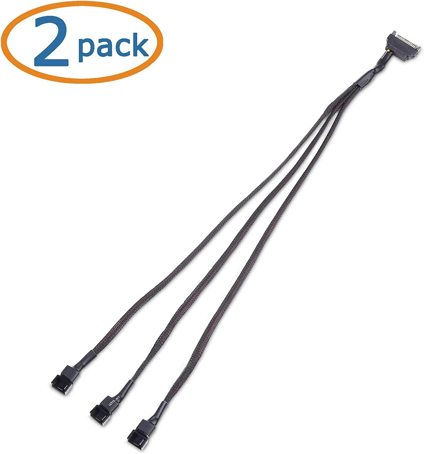 HRTGFD-2-Pack 3 Computer Case Fan Splitter Cable with SATA Power - 16 Inches