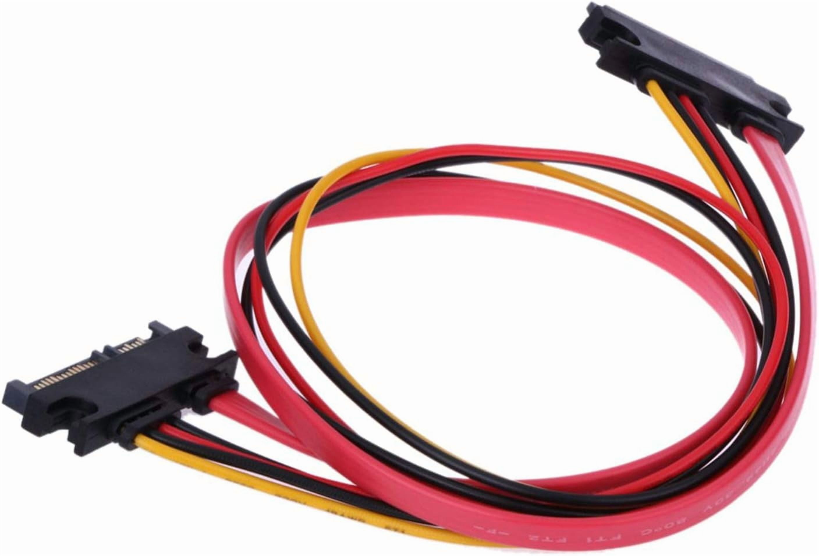 HRTGFD-2-Pack 50cm SATA Power Cable 22Pin (7+15) Male Plug to 22 Pin Female Jack Connector SATA Serial ATA Data Power Combo Extension Cables Wire Cords