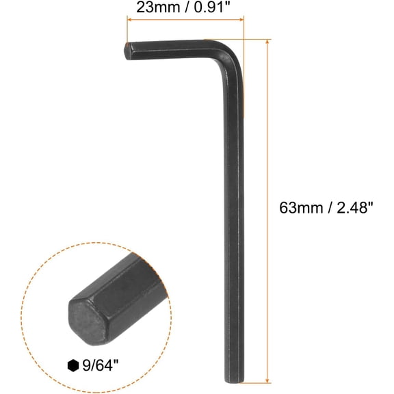 HRTGFD-20pcs Hex Key Wrench 9/64" L-Shape Hexagon SAE Wrenches Chrome Vanadium Steel Repairing Tool for Home Repair, Black