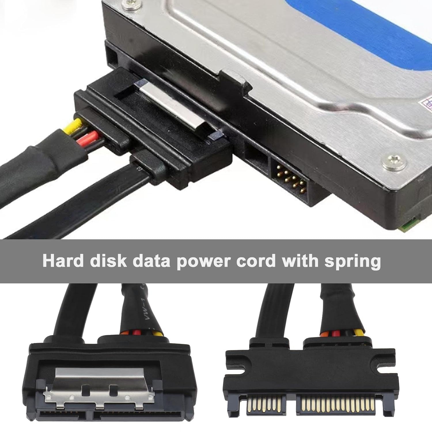 HRTGFD-22 Pin SATA Power Extension Cable 7+15 Male to Female Data Cable with Locking Latch for SATA (Serial) Hard Drives 50cm