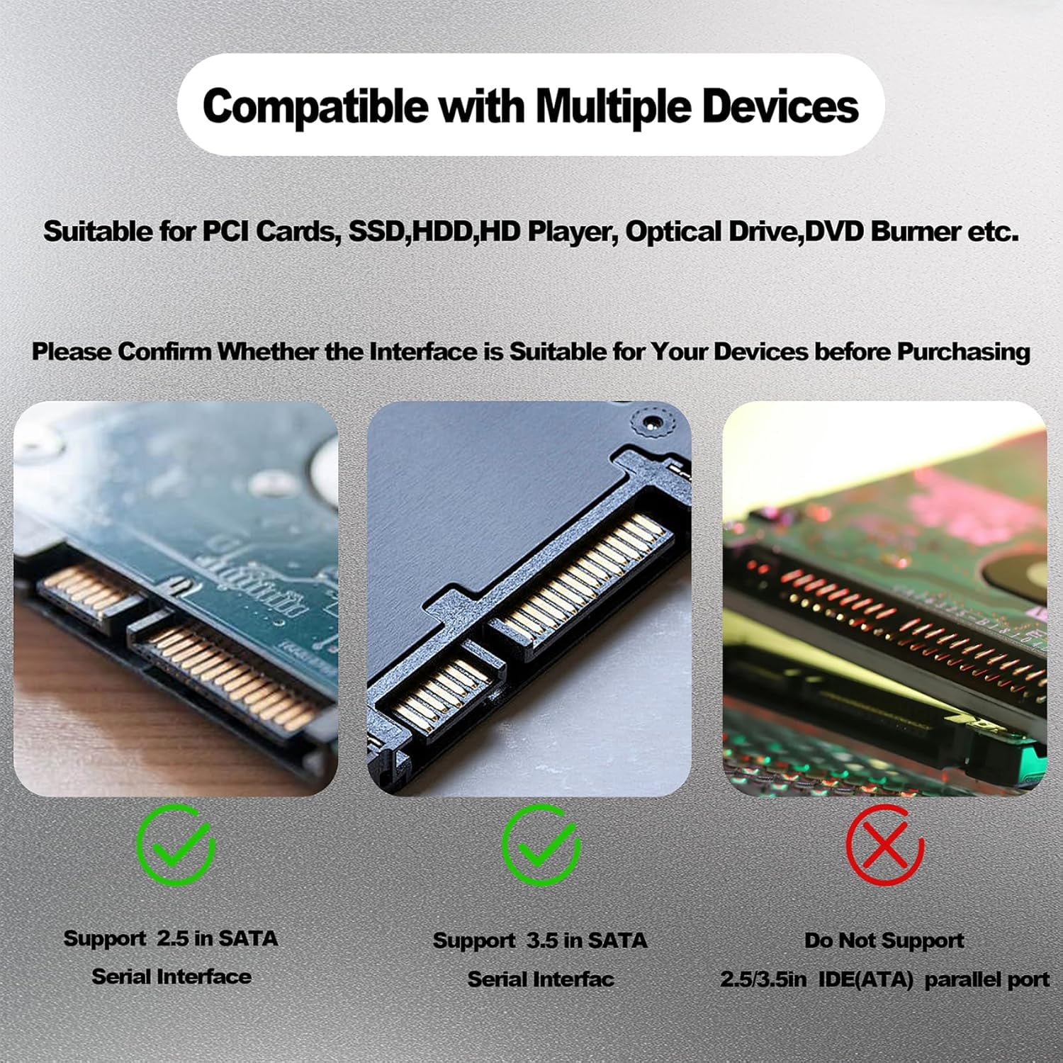 HRTGFD-22Pin SATA Data Power Cable 2 in 1 SATA III 7+15 Pin to 7 Pin Data with IDE 4Pin Power Interface Female to Male Data and Power Combo Extension Cable for Hard Disk Optical Drive -50cm-2pcs