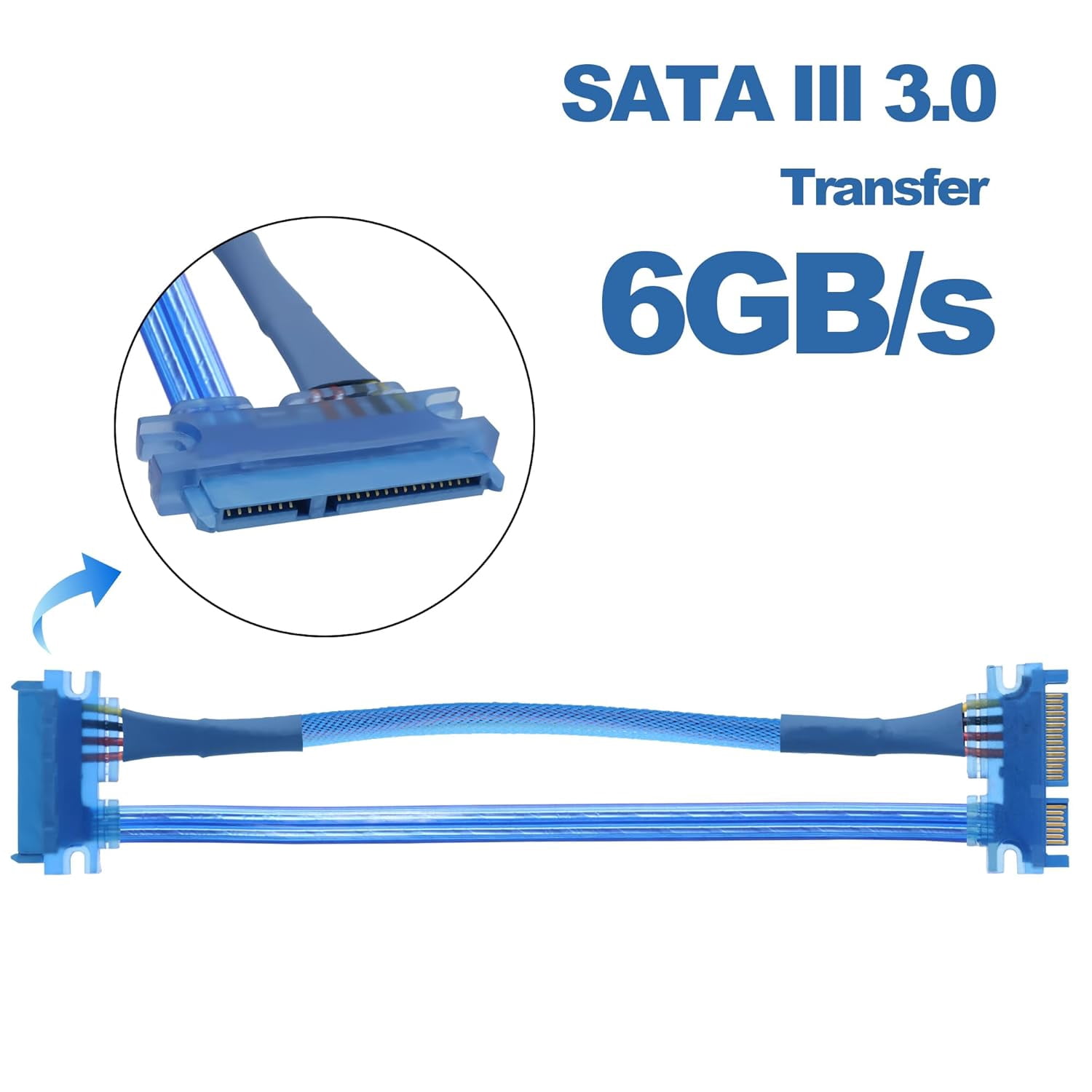 HRTGFD-22Pin SATA Power Extension Cable SATA 3.0 22 Pin 7+15 Pin Male to Female Data Power Combo Extension Cable for SSD,HDD,PCI Cards and Other Equipment -50cm -2pcs