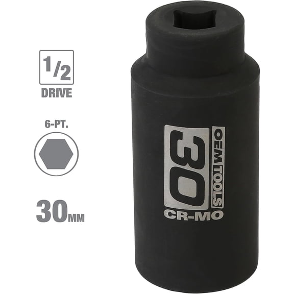 HRTGFD-25203 30mm Axle Nut Socket 1/2 Inch Driver, 30 mm Socket, 30 mm Socket 6 Point, 30mm Axle Nut Socket