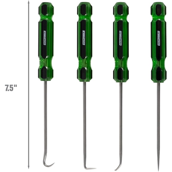 HRTGFD-26546 4 Pc Hook & Pick Set Automotive Seal and O-Ring Removal Tool Kit, Stainless Steel Blades, Acetate Handles, Precision Angles for Cars, Trucks, and DIY