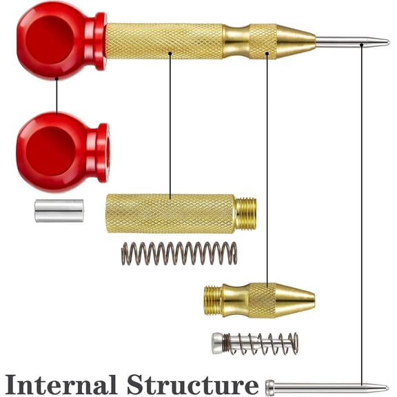 HRTGFD-2PCS Automatic Center Hole Punch Adjustable Spring Metal Drill Tool with Cushion Cap & Adjustable Impact for Wood Metal Plastic Glass Window,etc.
