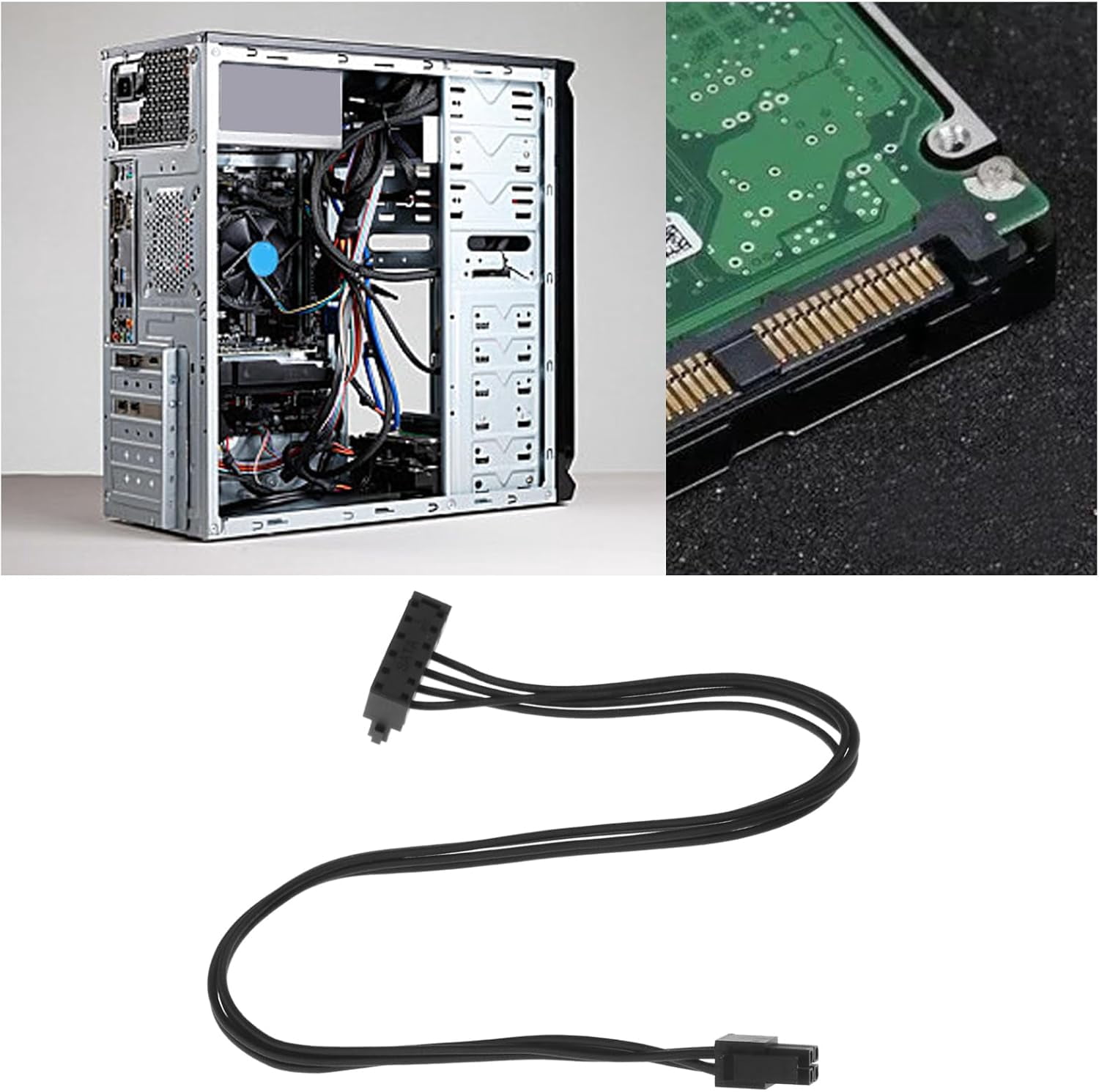 HRTGFD-2Pcs Mini 4Pin to SATA Power Cables Mini 4 Pin to 15 Pin SATA Female Wire Power Adapter Cable Accessories for Motherboards HDDs CD Drives