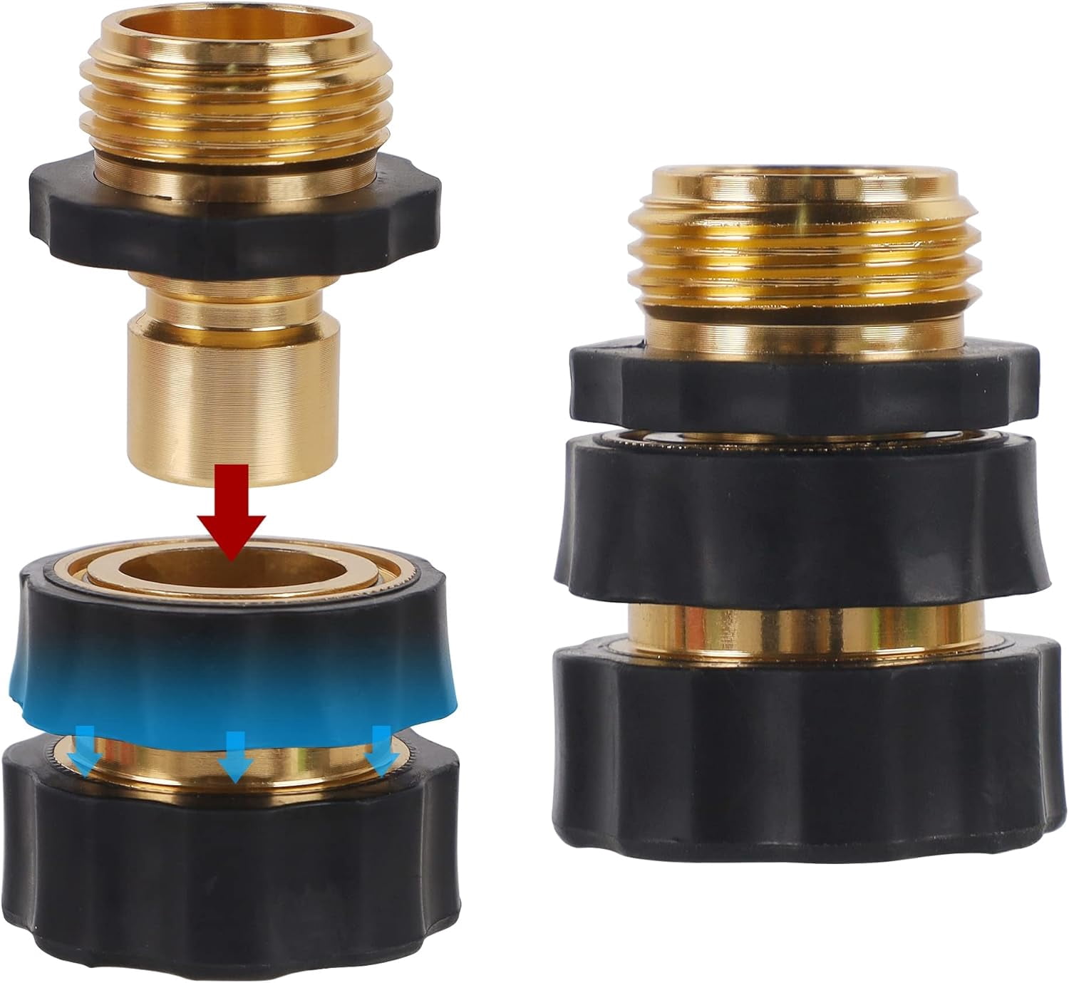 HRTGFD-3/4 Inch Garden Hose Quick Connector, Aluminum Male and Female Quick Connect Garden Hose Fittings, Quick Release Water Hose Connector Fitting (8 Pack)