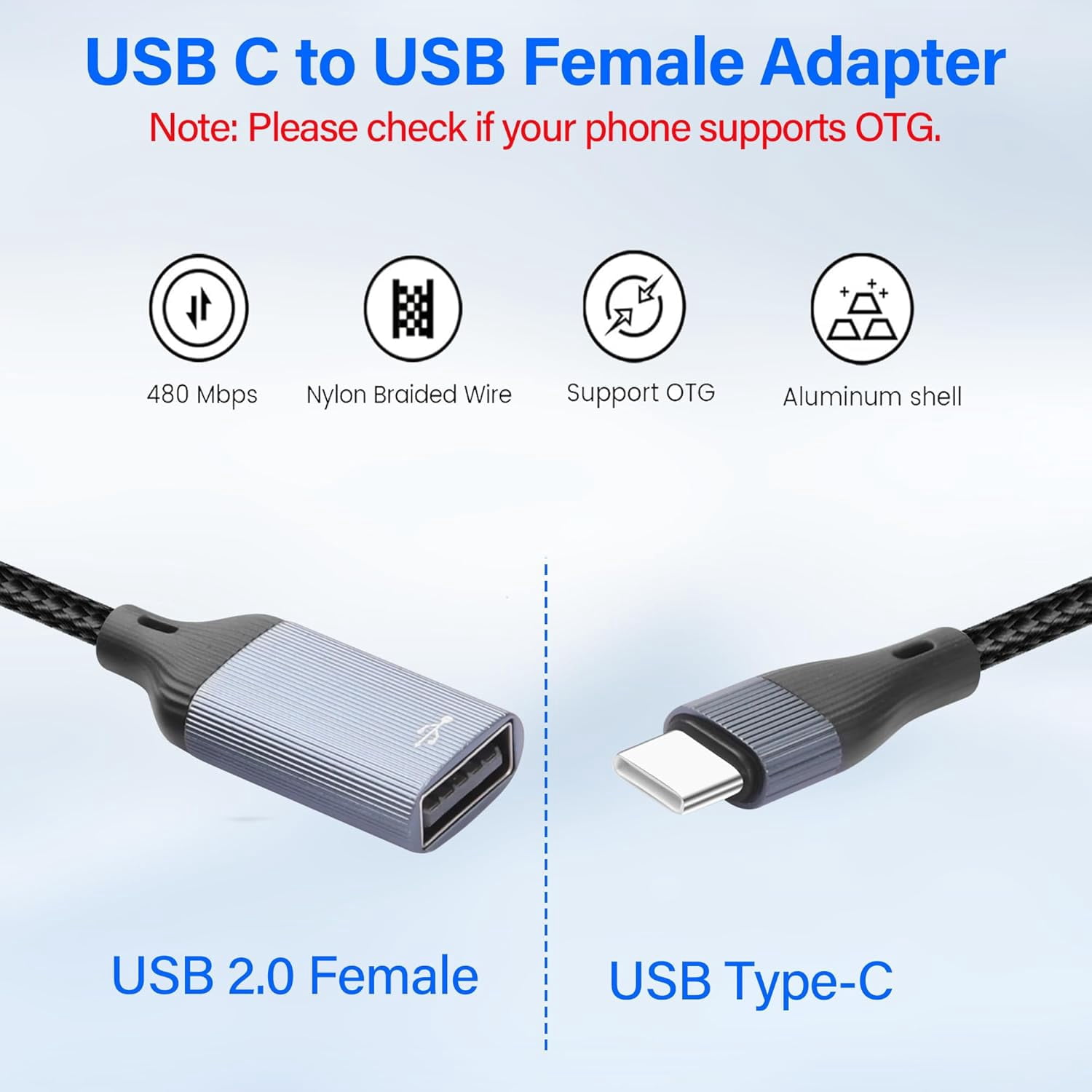 HRTGFD-3-in-1 Splitter USB-C Cable,USB Type C Male to 3 USB Female Adapter Cable Support Charging/Data Transfer Type C to USB 2.0 OTG Extension Cable for Laptop Tablet Hub 13.8in/35CM