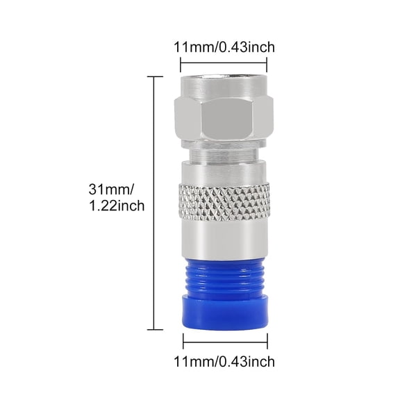HRTGFD-30pcs RG6 Compression Connectors,RG6 F Type Connector Coax Coaxial Compression Fitting Antenna Cable Connector Coax Adapter (Blue)