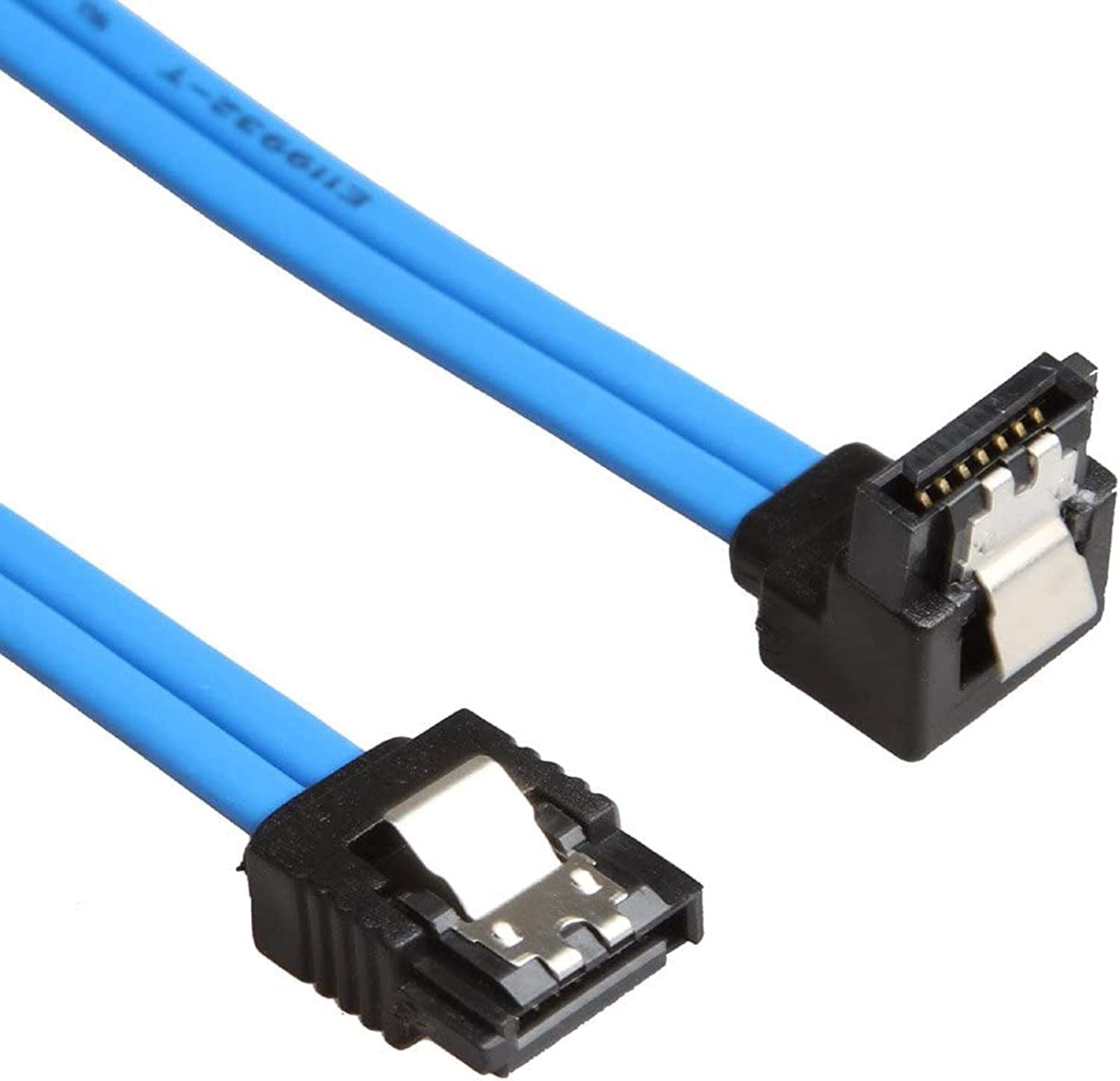 HRTGFD-6 Pack 90 Degree Right-Angle SATA III Cable 6.0 Gbps with Locking Latch 18Inch (6X Sata Cable Blue)