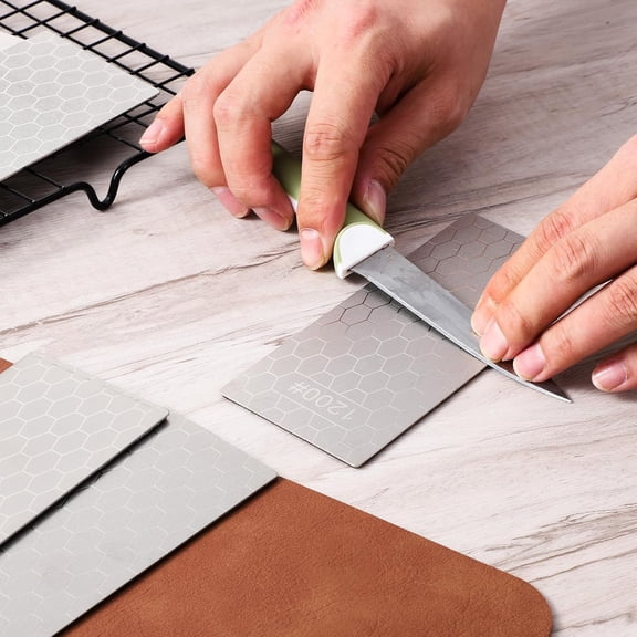 HRTGFD-6 Pcs Diamond Sharpening Stone Set with Non-slip Base Knife Sharpening Stone 400/600/800/1000/1200/2000 Grit Sharpener Diamond Lapping Plate for Chisels, Plane Irons, Knives, Blades