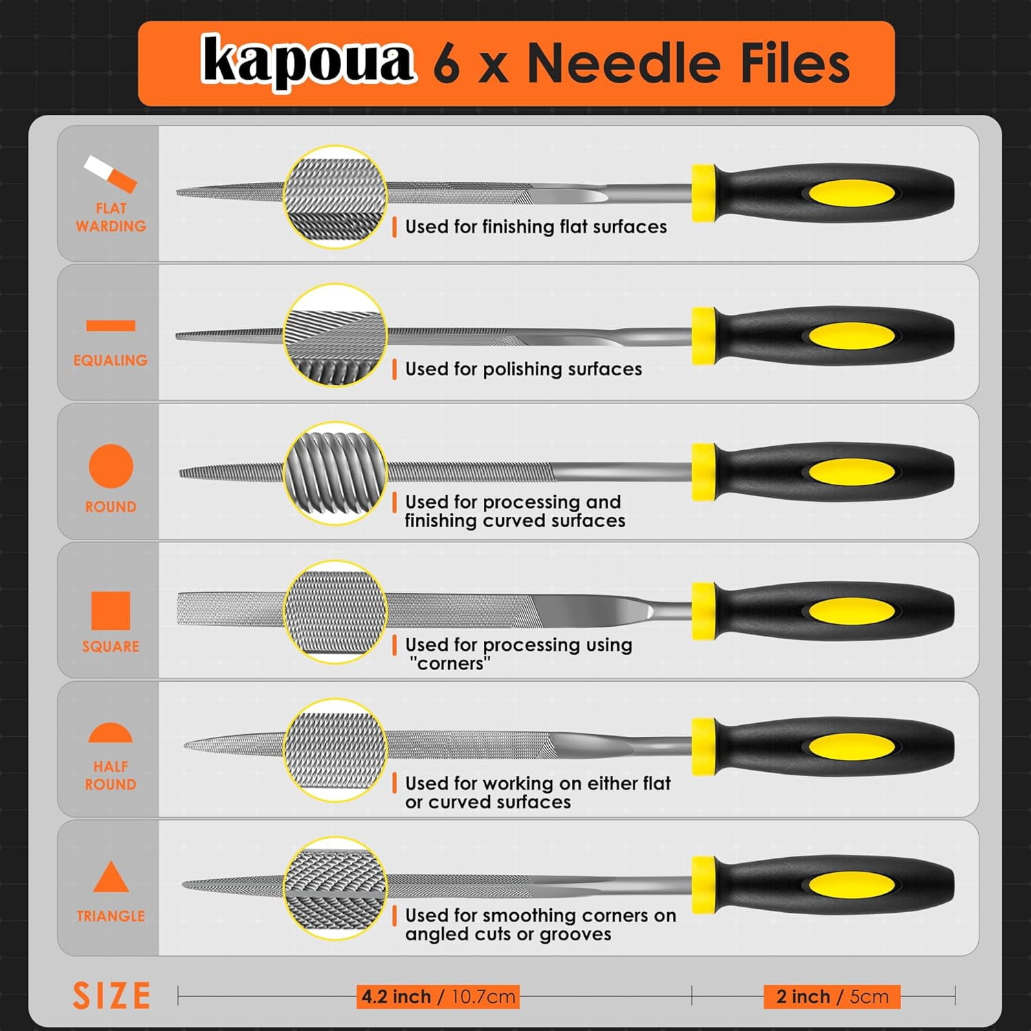 10 Pcs Hardened Steel Alloy Needle Files - Mini Jewelry File - Includes Half Round, Flat Cabinet Round Square Triangle And Flat File 82358387 10 Pcs Hardened Steel Alloy Needle Files - Mini Jewelry File - Includes Half Round, Flat Cabinet Round Square Triangle And Flat File 82358387
