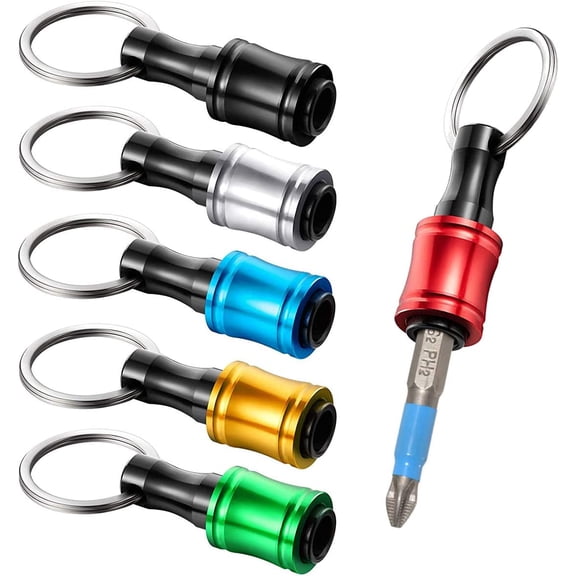 HRTGFD-6PCS Keychain Extension Bar Aluminum Alloy Screwdriver Bits Holder Set Portable Drill Screw Adapter Quick Release Extension Bar for 1/4inch Hex Shank
