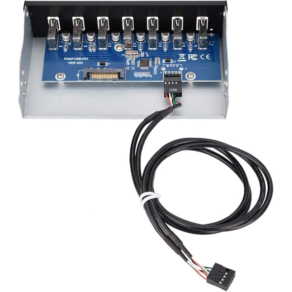 HRTGFD-7 Port USB Hub Drive Bay,USB Hub Box Panel for 5.25in Computer Box,7 Port USB2.0 Lossless Data USB Hub Drive Panel for Scanne/Typewriter/Ddigital Camera/Speaker/Mouse