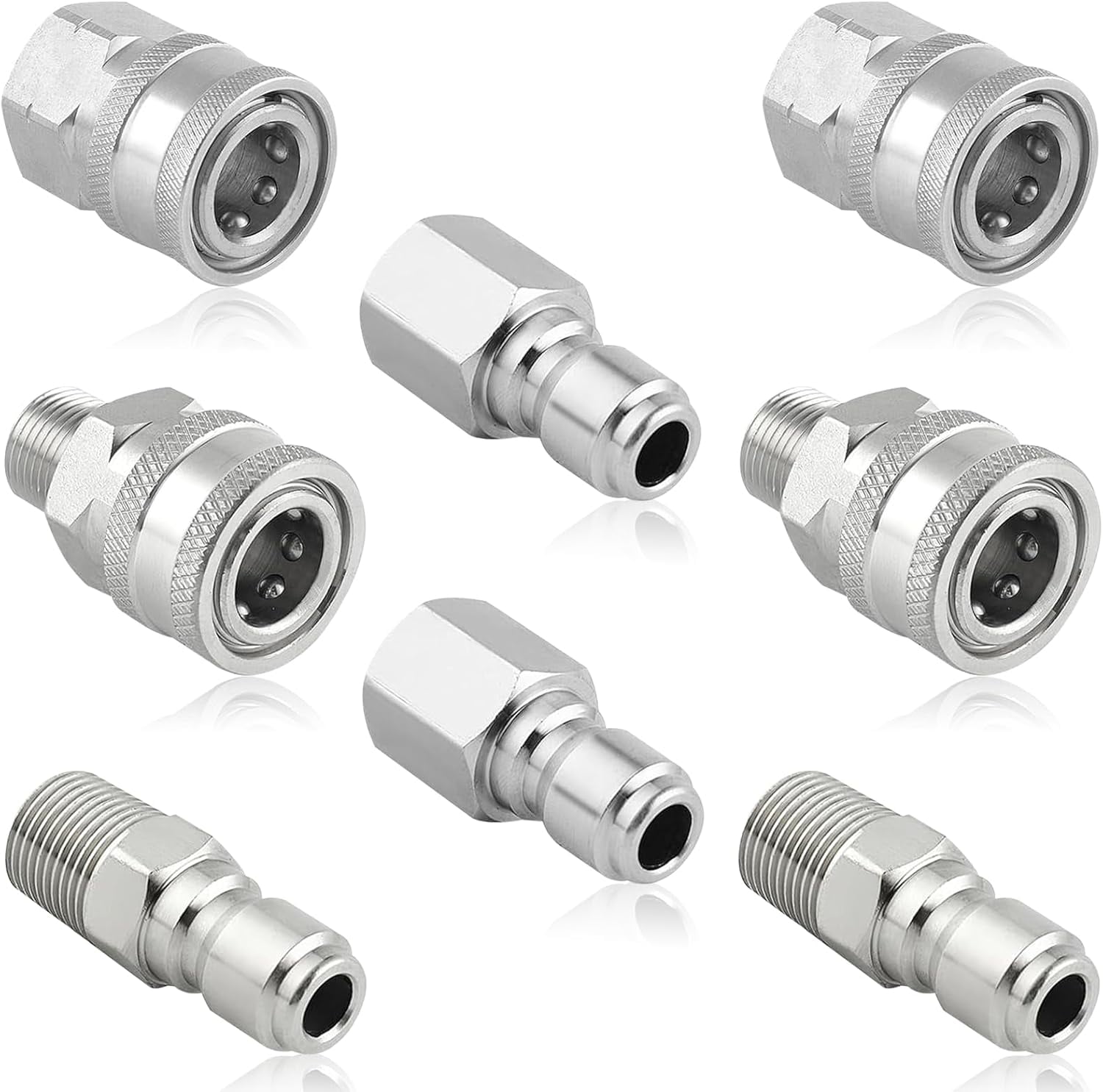 HRTGFD-8 PCS Pressure Washer Quick Connect Kit - 3/8 Quick Connect Hose Fittings, Stainless Steel Hose Connectors for Power Washer and Garden, 5000 PSI