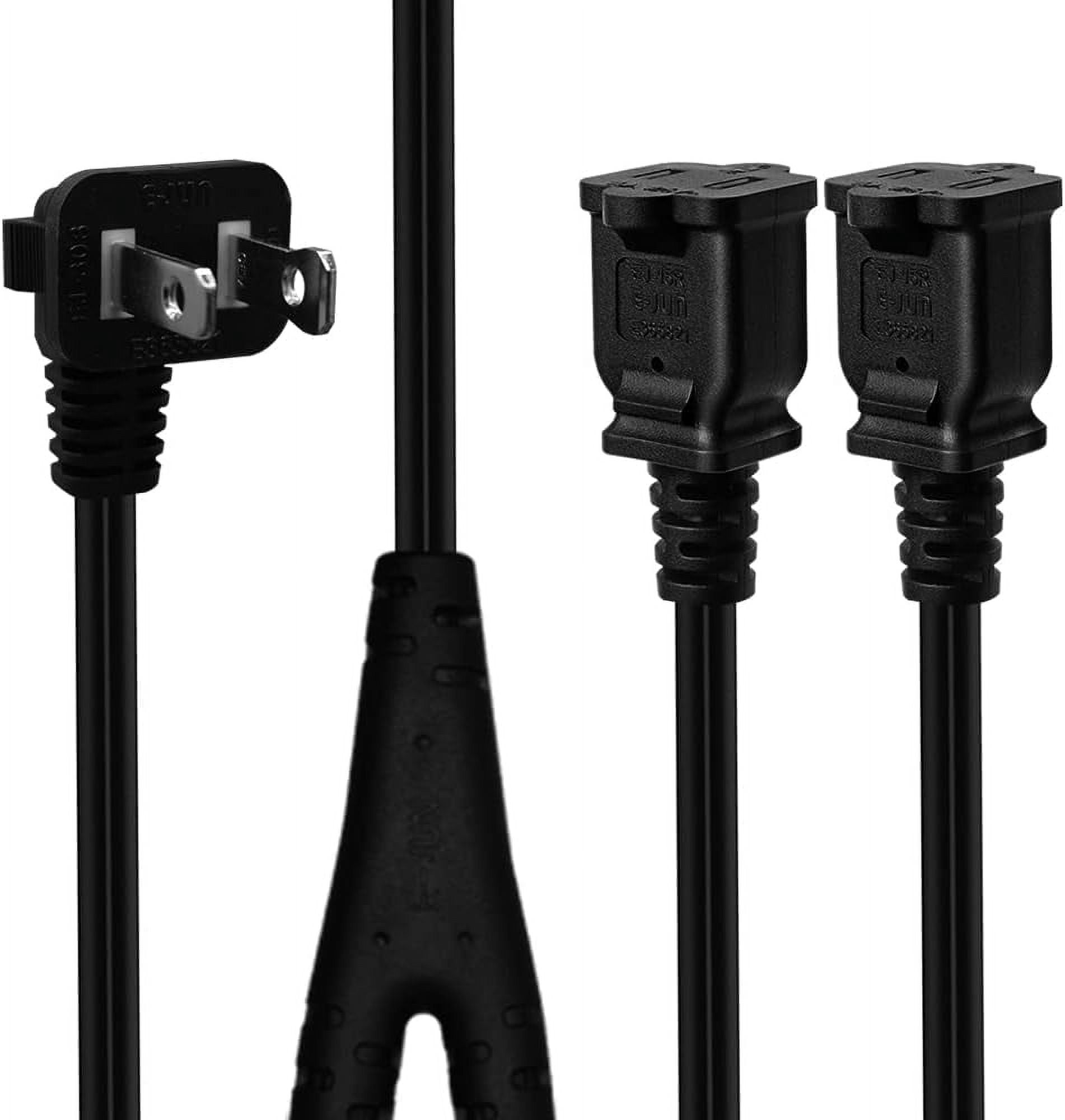 HRTGFD-90 Degree Angled Nema 1-15P to Dual Nema 1-15R Splitter Cable ...
