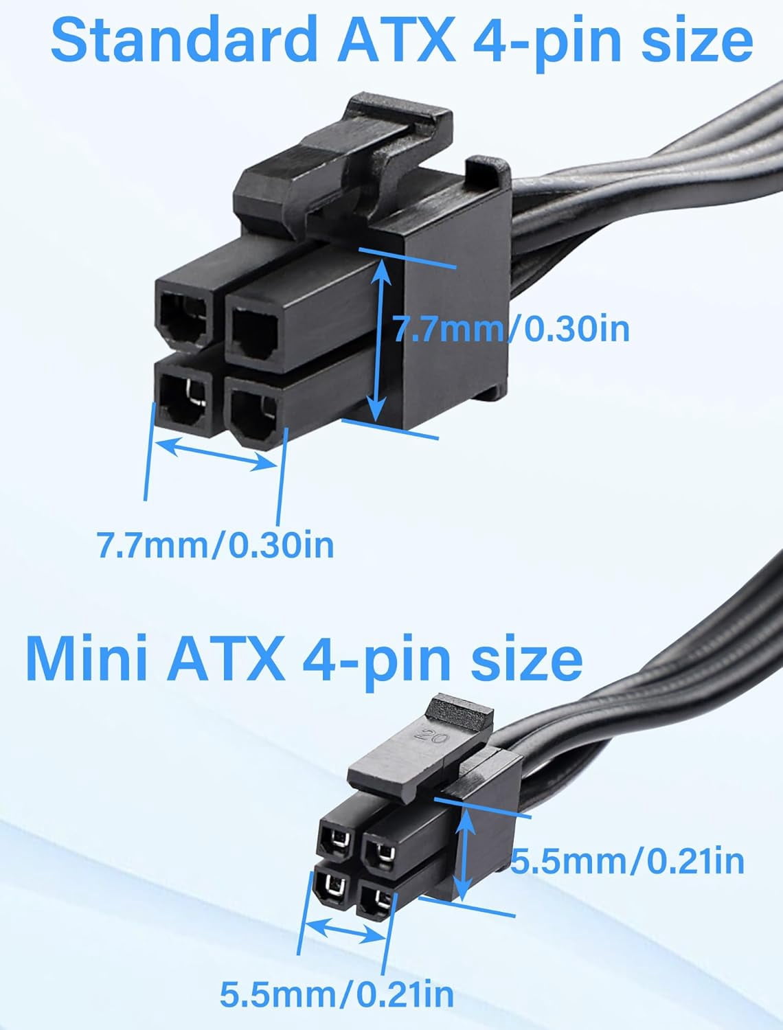 HRTGFD-ATX 4PIN to Dual SATA 15 PIN Adapter Extension Cable for Mechanical HDDs SSDs DVD/CD-ROMs (17.9 in./45.5 cm)