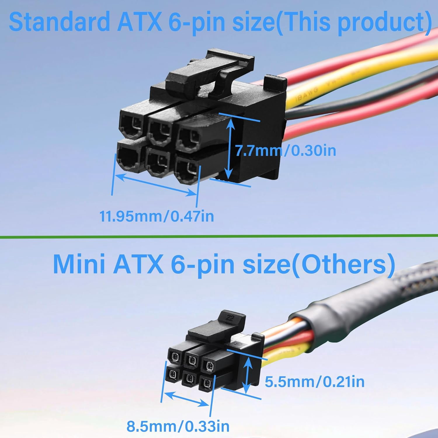 HRTGFD-ATX 6Pin to Dual SATA 15Pin + SATA 6Pin Adapter Extension Cable for Mechanical Hard Drives, Solid-State Drives, Optical Drives (19.6 in/50cm)