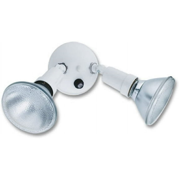 HRTGFD-Adjustable Dusk Dawn Security Light, Twin Par Outdoor Flood Light Holder, Photocell Sensor, 120 Volts, Uses 2 Lamps Up to 150W (Not Included), White (OFTH 300PR 120 P WH M12)