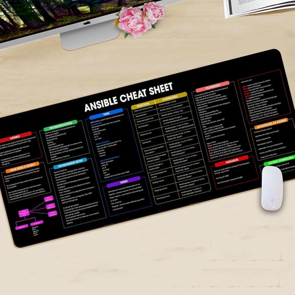 HRTGFD-Ansible Shortcuts & Cheat Sheet Mouse Pad Quick Reference for Devops, sysadmins & IT pros, Computer Accessories for Study, Work, and Reference Purposes KMH
